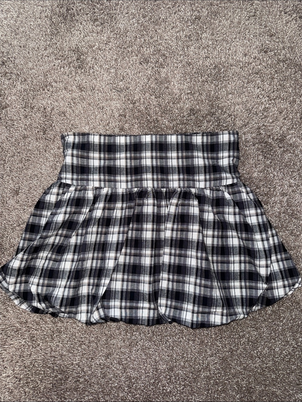 Japna Black & White Plaid Smocked Bubble Skirt - Size L